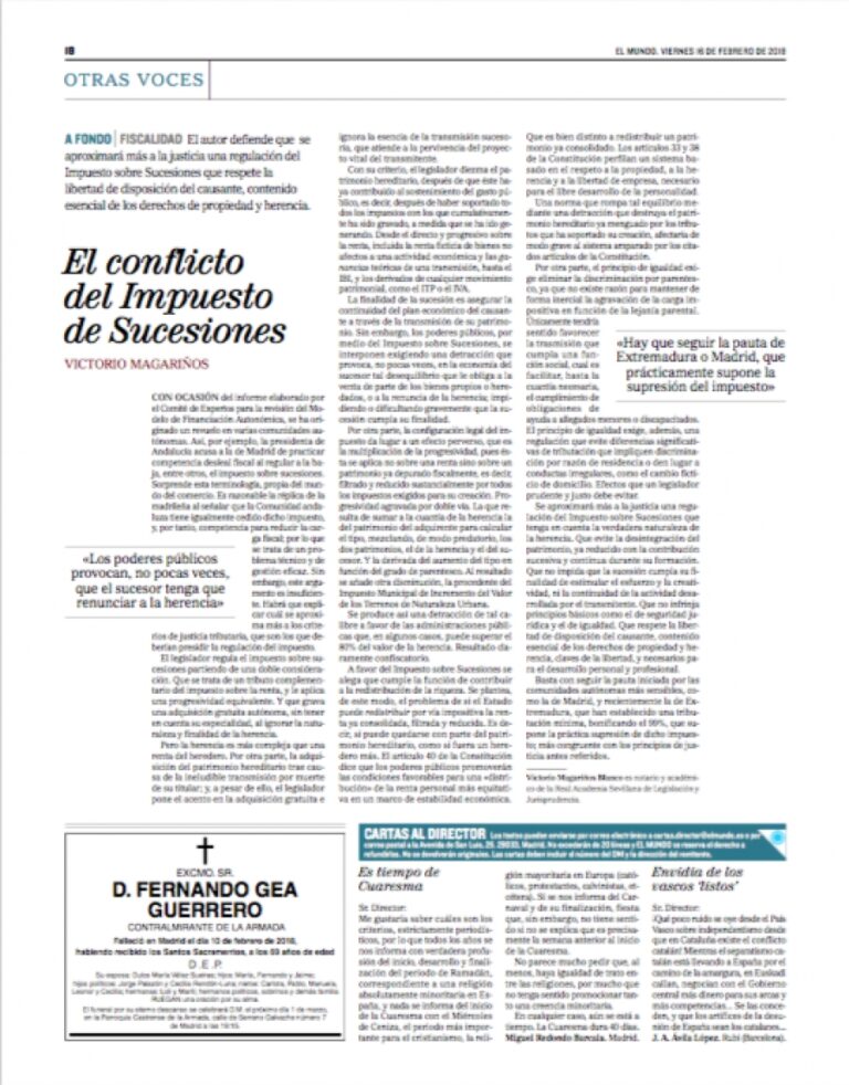 El conflicto del Impuesto de Sucesiones